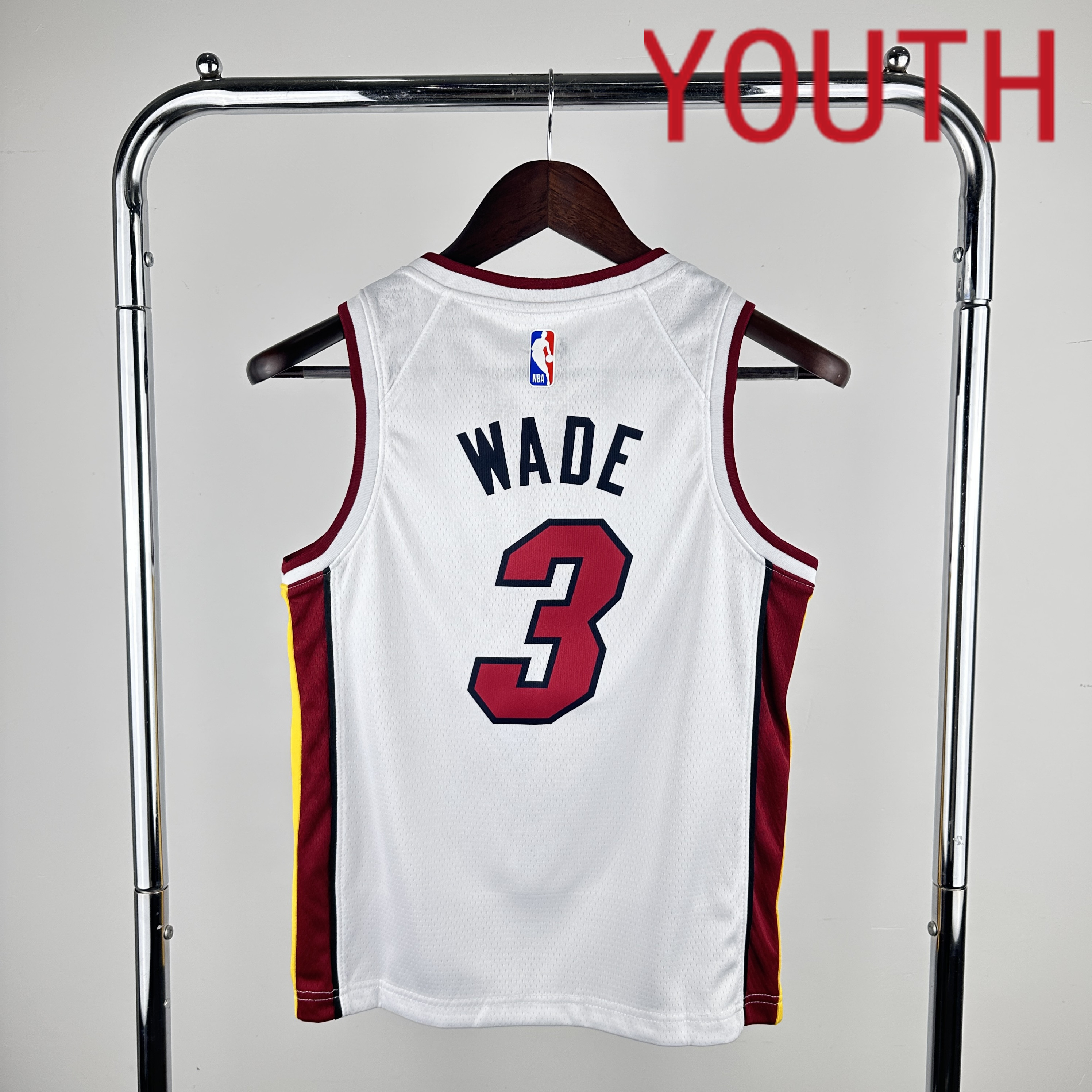 Youth Miami Heat #3 Wade White Nike 2024 NBA Jersey->youth nba jersey->Youth Jersey